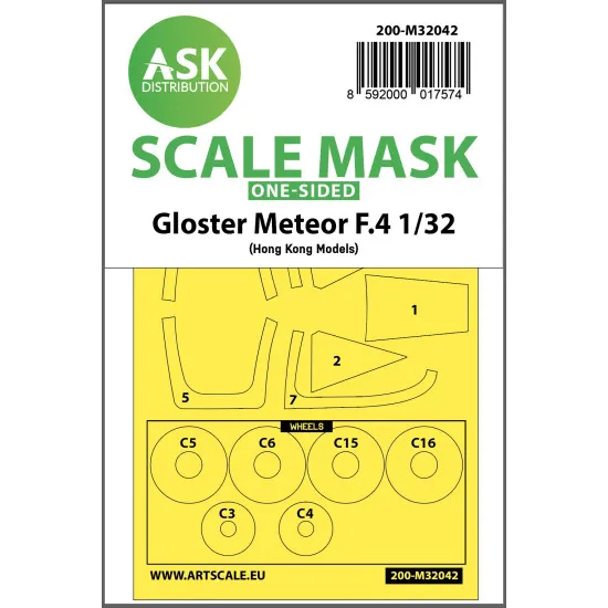 Ask M32042 1/32 Gloster Meteor F.4 One-sided Painting Mask For Hk Models