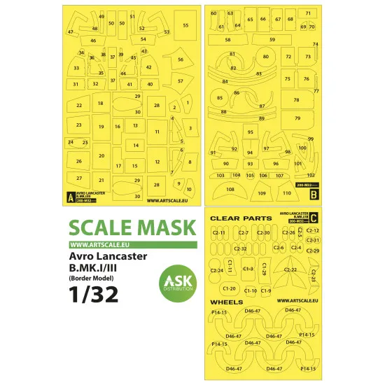 Ask M32054 1/32 Avro Lancaster B Mk.i/Iii Express Self Adhesive Masks For Border