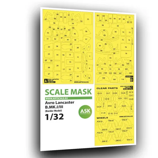 Ask M32054 1/32 Avro Lancaster B Mk.i/Iii Express Self Adhesive Masks For Border