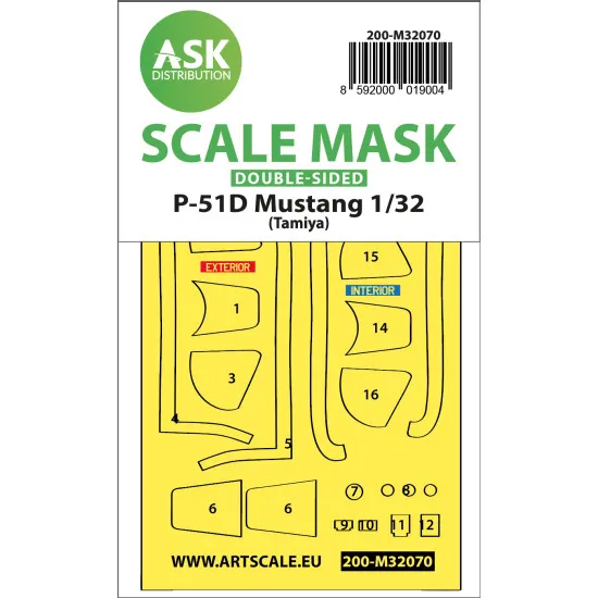 Ask M32070 1/32 P-51d Mustang Double-sided Fit Painting Mask For Tamiya Ask M32070 1/32 P-51d Mustang Double-sided Fit Painting Mask For Tamiya