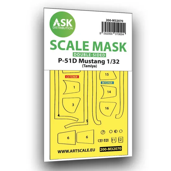 Ask M32070 1/32 P-51d Mustang Double-sided Fit Painting Mask For Tamiya Ask M32070 1/32 P-51d Mustang Double-sided Fit Painting Mask For Tamiya