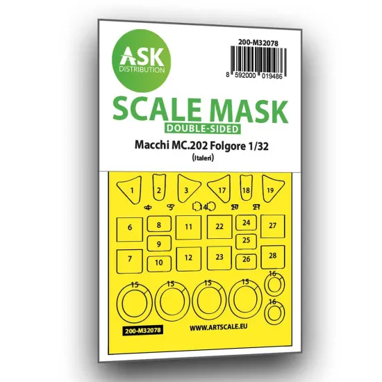 Ask M32078 1/32 Macchi Mc.202 Folgore Double-sided Express Fit Mask For Italeri