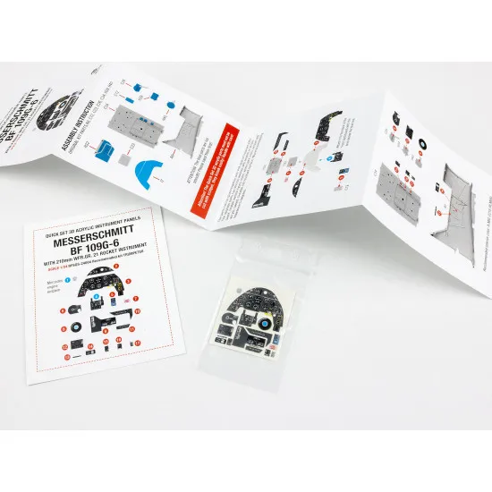 Red Fox Qs-24004 1/24 Messerschmitt Bf 109g-6 With Wfr Gr 21 Rocket Panel Quick Set 3d Acrylic Instrument Panel