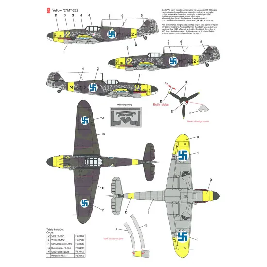 Techmod 24007 1/24 Messerschmitt Bf 109g-2 With Masks Fighter Wet Decal