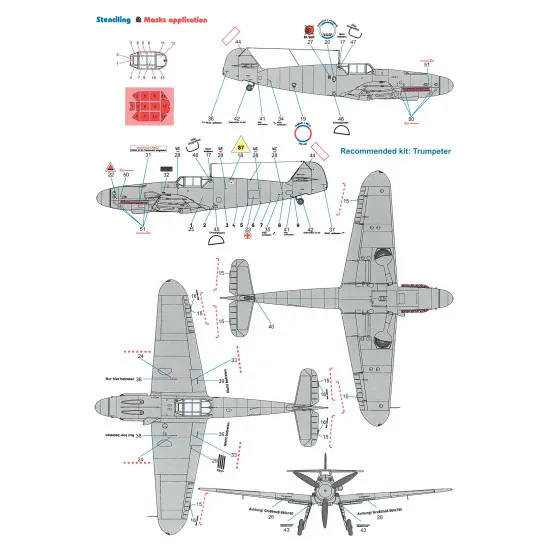 Techmod 24007 1/24 Messerschmitt Bf 109g-2 With Masks Fighter Wet Decal