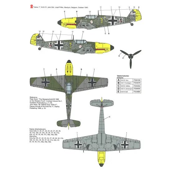 Techmod 24009 1/24 Messerschmitt Bf 109e-3 With Masks German Fighter Wet Decal