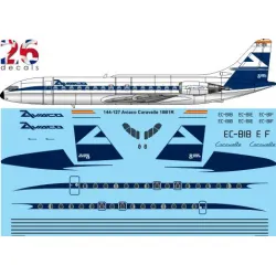 26decals 144-127 1/144 Aviaco Blue Caravelle 10b Laser Decal For Aircraft