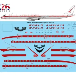 26decals 144-137 1/144 World Airways Douglas Dc-8-63 Laser Decal For Aircraft