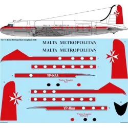 26decals 72-174 1/72 Malta Metropolitan Douglas C-54 Decal For Aircraft