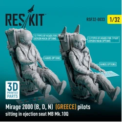 Reskit Rsf32-0033 1/32 Mirage 2000 B D N Greece Pilots Sitting In Ejection Seat Mb Mk.10q 2 Pcs 3d Printed