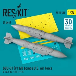 Reskit Rs32-0465 1/32 Gbu31 V 3b Bombs U.s. Air Force 2 Pcs B1b F35 F22 F111c 3d Printed