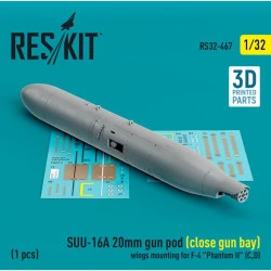 Reskit Rs32-0467 1/32 Suu 16a 20mm Gun Pod Close Gun Bay Wings Mounting For F4 Phantom Ii C D 1 Pcs 3d Printed