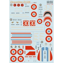 Print Scale 48-241 - 1/48 - D-520 Dewoitine Part-2. Decal for aircraft