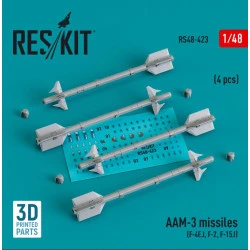 Reskit Rs48-0423 1/48 Aam 3 Missiles 4 Pcs F4 Ej F2 F 15j 3d Printed