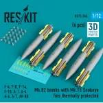 Reskit Rs72-0345 1/72 Mk.82 Bombs With Mk.15 Snakeye Fins Thermally Protected S3 F4 F8 F14 F18 A1 A4 A6 A7 Av 8b 6 Pcs 3d Printed
