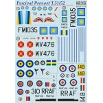 Print Scale 72-491 1/72 Decal For Persival Provost T 51/52