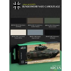 Arcus A2075 Acrylic Paints Set Bundeswehr Nato Camouflage 6 Colors In Set 10ml