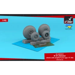 Armory AW48341 1/48 B-24 Liberator wheels w/ weighted tyres type 