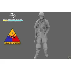 Black Snake 2nd-01 1/35 2nd Armored Infantry Soldier Thompson Ww2 Resin Figure