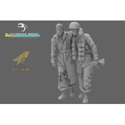 Black Snake Fsj-03 1/35 2 Fallschirmjager With A Wounded Comrade Resin Kit