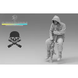 Black Snake Ttnkf-11 1/35 Rider In Winter Gear With Mg42 Eastern Front Eastern Front