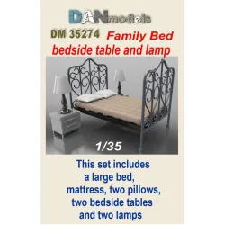 Dan Models 35274 1/35 Family Bed Bedside Table And Lamp Accessories Kit