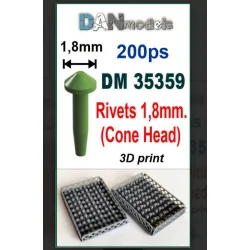 Dan Models 35359 Spherical Rivets Beveled 1/8 Mm Set Of 200 Pcs 3d Printed Not To Scale