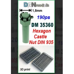 Dan Models 35360 Castle Nut M16 Dstu 5918 1/8 Mm Set Of 190 Pcs 3d Printed Not To Scale Hexagon Castle Nut Din 935
