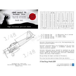 Dead Design Sm48045 1/48 Set Of Spray Mask A6m3 M.32 Control Surfaces Eduard