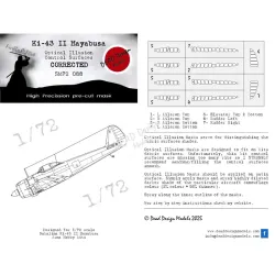 Dead Design Sm72088 1/72 Set Of Spray Mask Ki-43 Ii Hayabusa Control Surfaces Arma Hobby