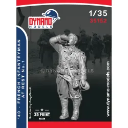 Dynamo Models 35152 1/35 French Infantryman At Rest 1940 Ww2 3d Printed Resin Kit