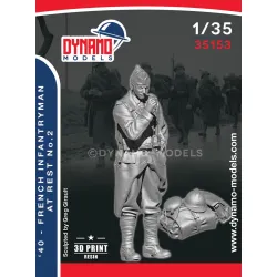 Dynamo Models 35153 1/35 French Infantryman At Rest 1940 Ww2 3d Printed Resin Kit
