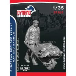 Dynamo Models 35165 1/35 Civilian Refugee Man And Barrow 3d Printed Resin Kit