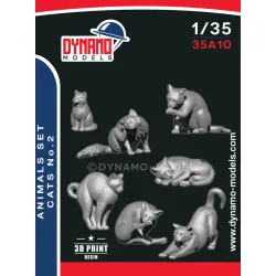 Dynamo Models 35a010 1/35 Animal Set Cats 7 Figures 3d Printed Kit