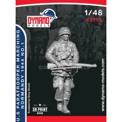 Dynamo Models 48113 1/48 Us Paratrooper Rifleman Marching Normandy 1944 3d Printed Resin Kit