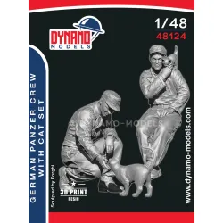 Dynamo Models 48124 1/48 German Panzer Crew With Cat Set 3d Printed Resin Kit