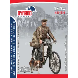 Dynamo Models 48154 1/48 Civilian Refugee Man On Bicycle And Dog 3d Printed Resin Kit