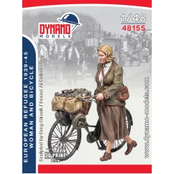 Dynamo Models 48155 1/48 Civilian Refugee Woman And Bicycle 3d Printed Resin Kit