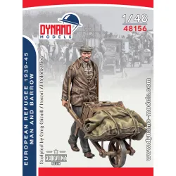Dynamo Models 48156 1/48 Civilian Refugee Man And Barrow 3d Printed Resin Kit