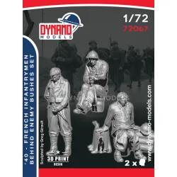 Dynamo Models 72067 1/72 1940 French Infantrymen Behind The Enemy Bushes 3d Kit