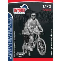 Dynamo Models 72078 1/72 Civilian Refugee Man On Bicycle And His Friend 3d Printed Resin Kit