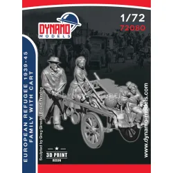 Dynamo Models 72080 1/72 Civilian Refugee Family With Cart 3d Printed Resin Kit