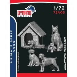 Dynamo Models 72a05 1/72 Animal Serie Dogs Family 5 Figures 3d Printed Resin Kit