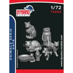 Dynamo Models 72a06 1/72 Animal Serie Cats Family 6 Figures 3d Printed Resin Kit