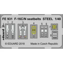 Eduard Fe931 1/48 F-16c/N Seatbelts Steel Photo-etched For Aircraft Zoom Set