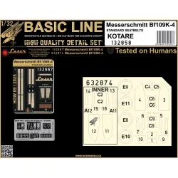 Hgw 132858 1/32 Bf109k-4 Seatbelts And Mask Kotare Textile And Photo-etched Parts