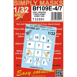 Hgw 732001 1/32 Bf109e-4/7 Simply Masks For Hgw, Dragon, Cyber Hobby, Hobby2000