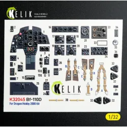 Kelik K32045 1/32 Bf-110d - Interior 3d Decals For Dragon/Hobby 2000 Kit
