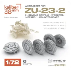 Kaliber38mm K38-W001 1/72 Wheels Set For Zu-23-2 2 Combat State 2 Weighted 1 Spare 1 Mounted Spare