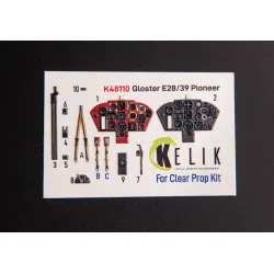Kelik K48110 1/48 Gloster E28/39 Pioneer - Interior 3d Decals For Clearprop Kit